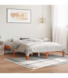 vidaXL Bed Frame without Mattress Wax Brown 140x190 cm Solid Wood Pine — Size: 140 x 190 cm — V0672044211