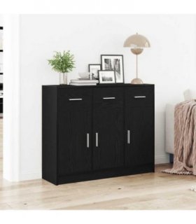 vidaXL Sideboard Black Oak 91x28x75 cm Engineered Wood