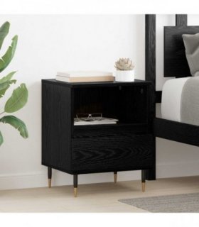 vidaXL Bedside Cabinet Black Oak 40 x 35 x 50 cm Engineered Wood — V0672044299