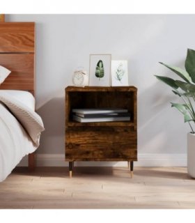 vidaXL Bedside Cabinet Smoked Oak 40x35x50 cm Engineered Wood — V0672044313
