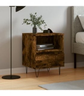 vidaXL Bedside Cabinet Smoked Oak 40x35x50 cm Engineered Wood — V0672044324
