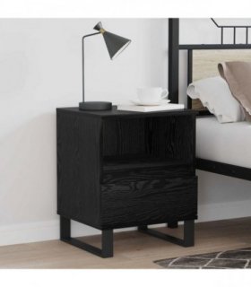 vidaXL Bed Cabinet Black Oak 40 x 35 x 50 cm Engineered Wood — V0672044331