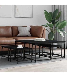 vidaXL Nesting Coffee Tables 5 pcs Black Engineered Wood