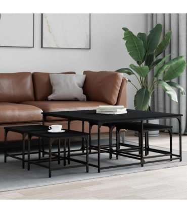 vidaXL Nesting Coffee Tables 5 pcs Black Engineered Wood