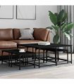 vidaXL Nesting Coffee Tables 5 pcs Black Engineered Wood