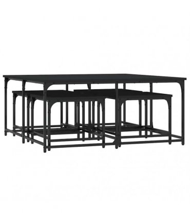vidaXL Nesting Coffee Tables 5 pcs Black Engineered Wood