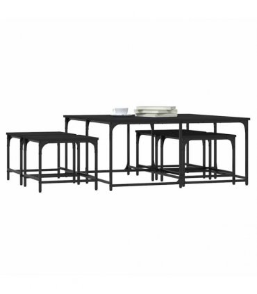 vidaXL Nesting Coffee Tables 5 pcs Black Engineered Wood