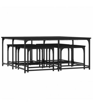 vidaXL Nesting Coffee Tables 5 pcs Black Engineered Wood