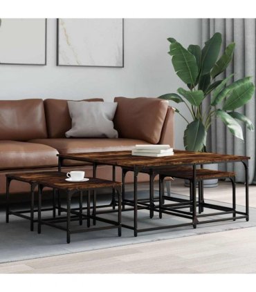 vidaXL Nesting Coffee Tables 5 pcs Smoked Oak Engineered Wood