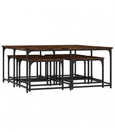 vidaXL Nesting Coffee Tables 5 pcs Smoked Oak Engineered Wood