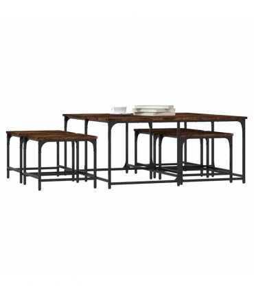 vidaXL Nesting Coffee Tables 5 pcs Smoked Oak Engineered Wood