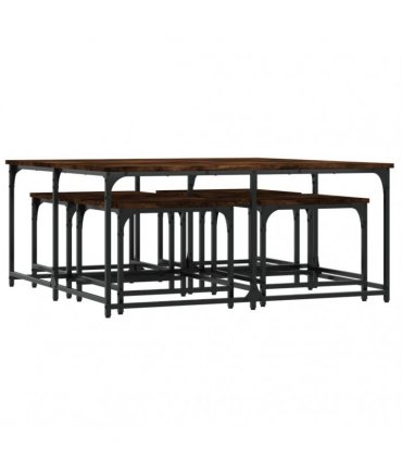 vidaXL Nesting Coffee Tables 5 pcs Smoked Oak Engineered Wood
