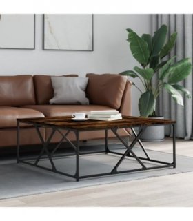 vidaXL Coffee Table Smoked Oak 100x100x40 cm Engineered Wood — Size: 100 x 100 x 40 cm