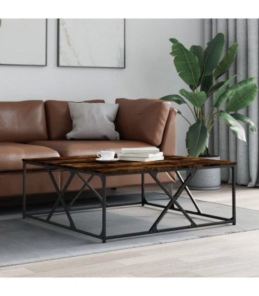 vidaXL Coffee Table Smoked Oak 100x100x40 cm Engineered Wood — Size: 100 x 100 x 40 cm