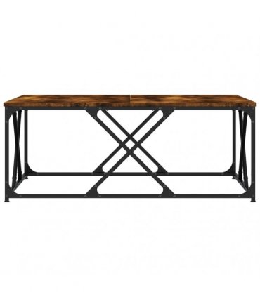 vidaXL Coffee Table Smoked Oak 100x100x40 cm Engineered Wood — Size: 100 x 100 x 40 cm