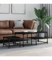 vidaXL Nesting Coffee Tables 2 pcs Black Engineered Wood — V0672044930