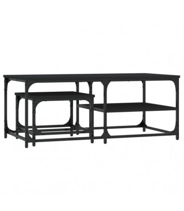 vidaXL Nesting Coffee Tables 2 pcs Black Engineered Wood — V0672044930
