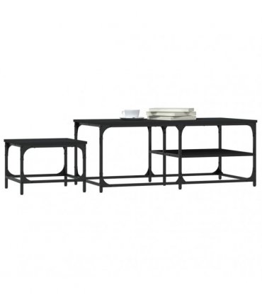 vidaXL Nesting Coffee Tables 2 pcs Black Engineered Wood — V0672044930