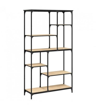 vidaXL Bookshelf Sonoma Oak 99x35.5x176 cm Engineered Wood and Steel — Size: 99 x 35.5 x 176 cm