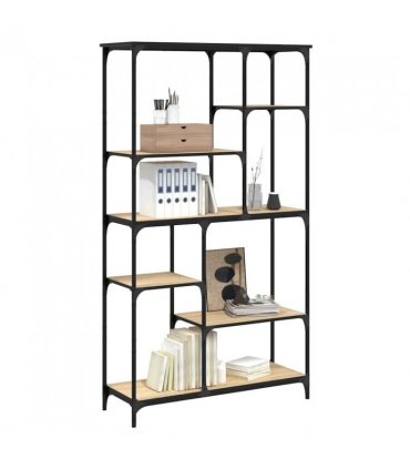 vidaXL Bookshelf Sonoma Oak 99x35.5x176 cm Engineered Wood and Steel — Size: 99 x 35.5 x 176 cm