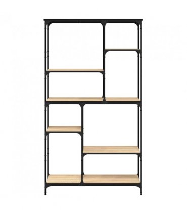 vidaXL Bookshelf Sonoma Oak 99x35.5x176 cm Engineered Wood and Steel — Size: 99 x 35.5 x 176 cm
