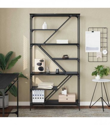 vidaXL Bookshelf Black Oak 91 x 36 x 176 cm Engineered Wood