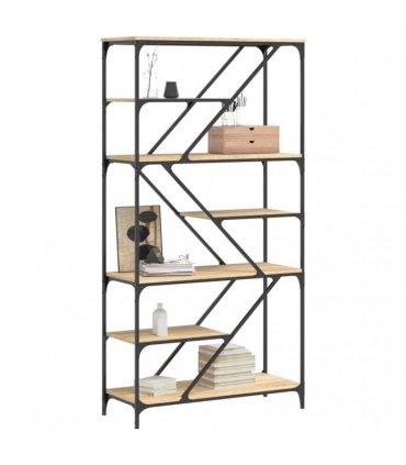vidaXL Bookshelf Sonoma Oak 91x36x176 cm Engineered Wood and Steel