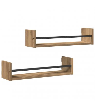 vidaXL Wall Shelf Wall-mounted 2 pcs Artisan Oak 60 x 16 x 14 cm