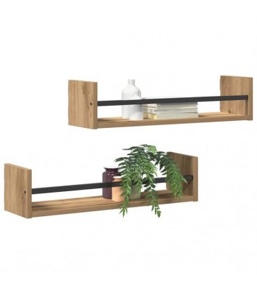 vidaXL Wall Shelf Wall-mounted 2 pcs Artisan Oak 60 x 16 x 14 cm