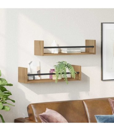 vidaXL Wall Shelf Wall-mounted 2 pcs Artisan Oak 60 x 16 x 14 cm