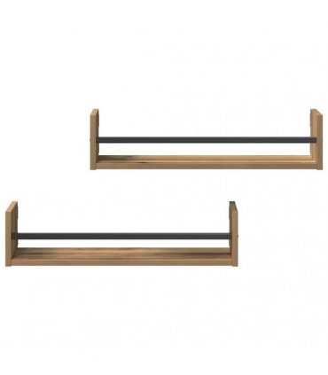 vidaXL Wall Shelf Wall-mounted 2 pcs Artisan Oak 60 x 16 x 14 cm