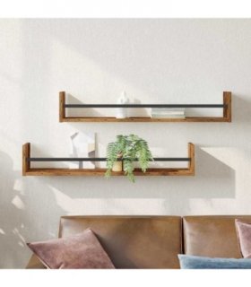 vidaXL Wall Shelf Wall-mounted 2 pcs Old Wood 80 x 16 x 14 cm