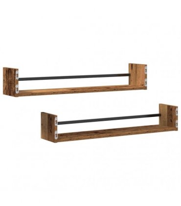vidaXL Wall Shelf Wall-mounted 2 pcs Old Wood 80 x 16 x 14 cm