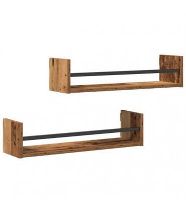 vidaXL Wall Shelf Wall-mounted 2 pcs Old Wood 60 x 16 x 14 cm
