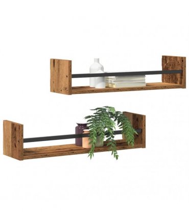 vidaXL Wall Shelf Wall-mounted 2 pcs Old Wood 60 x 16 x 14 cm