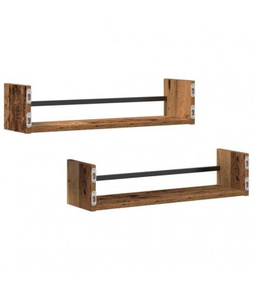 vidaXL Wall Shelf Wall-mounted 2 pcs Old Wood 60 x 16 x 14 cm