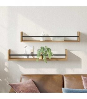 vidaXL Wall Shelf Wall-mounted 2 pcs Artisan Oak 80 x 16 x 14 cm