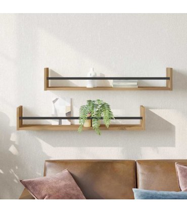 vidaXL Wall Shelf Wall-mounted 2 pcs Artisan Oak 80 x 16 x 14 cm