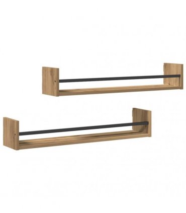 vidaXL Wall Shelf Wall-mounted 2 pcs Artisan Oak 80 x 16 x 14 cm