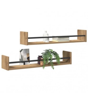 vidaXL Wall Shelf Wall-mounted 2 pcs Artisan Oak 80 x 16 x 14 cm