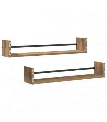 vidaXL Wall Shelf Wall-mounted 2 pcs Artisan Oak 80 x 16 x 14 cm