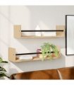 vidaXL Wall Shelves with Bars 2 pcs Sonoma Oak 60x16x14 cm — Size: 60 x 16 x 14 cm