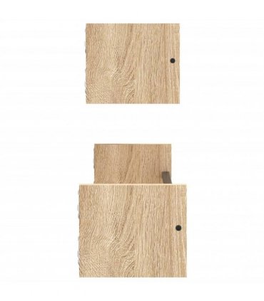 vidaXL Wall Shelves with Bars 2 pcs Sonoma Oak 60x16x14 cm — Size: 60 x 16 x 14 cm