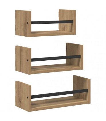 vidaXL Wall Shelf Set with Shelf 3 pcs Artisan Oak 40 x 16 x 14 cm
