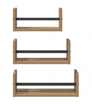 vidaXL Wall Shelf Set with Shelf 3 pcs Artisan Oak 40 x 16 x 14 cm