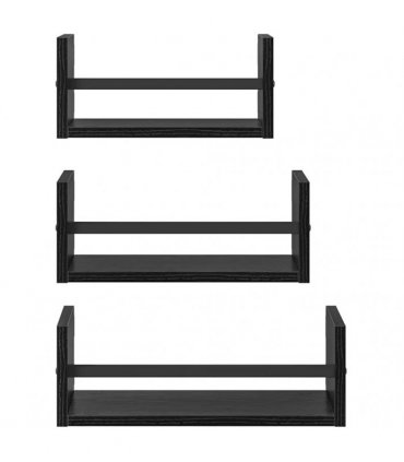 vidaXL Wall Shelf Set 3 pcs Black Oak 40 x 16 x 14 cm Engineered Wood