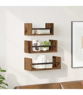 vidaXL Wall Shelf Set 3 pcs Old Wood 40 x 16 x 14 cm Engineered Wood