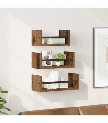 vidaXL Wall Shelf Set 3 pcs Old Wood 40 x 16 x 14 cm Engineered Wood