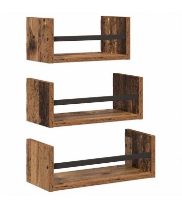 vidaXL Wall Shelf Set 3 pcs Old Wood 40 x 16 x 14 cm Engineered Wood