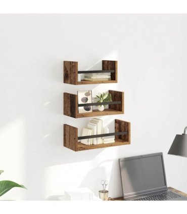 vidaXL Wall Shelf Set 3 pcs Old Wood 40 x 16 x 14 cm Engineered Wood